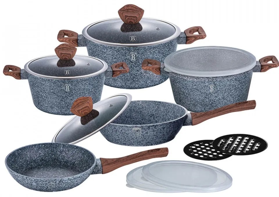 Set oale si tigai marmorate (13 piese) din aluminiu forjat Forest Line Berlinger Haus BH 6197