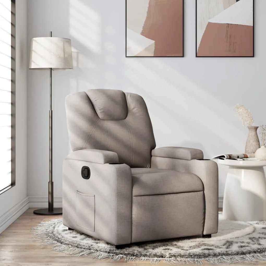 vidaXL Fotoliu rabatabil, gri taupe, material textil
