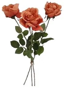 Floare artificială Trandafir portocaliu, 74 cm, 3buc