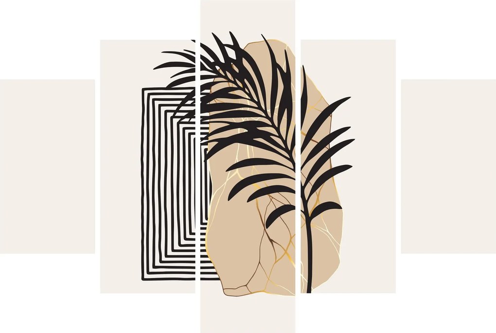 Tablou - Abstracție cu frunze tropicale N⁰3 (150x105 cm)