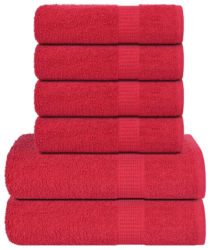 vidaXL Set prosoape 6 piese rosu 360 g/m² 100% bumbac