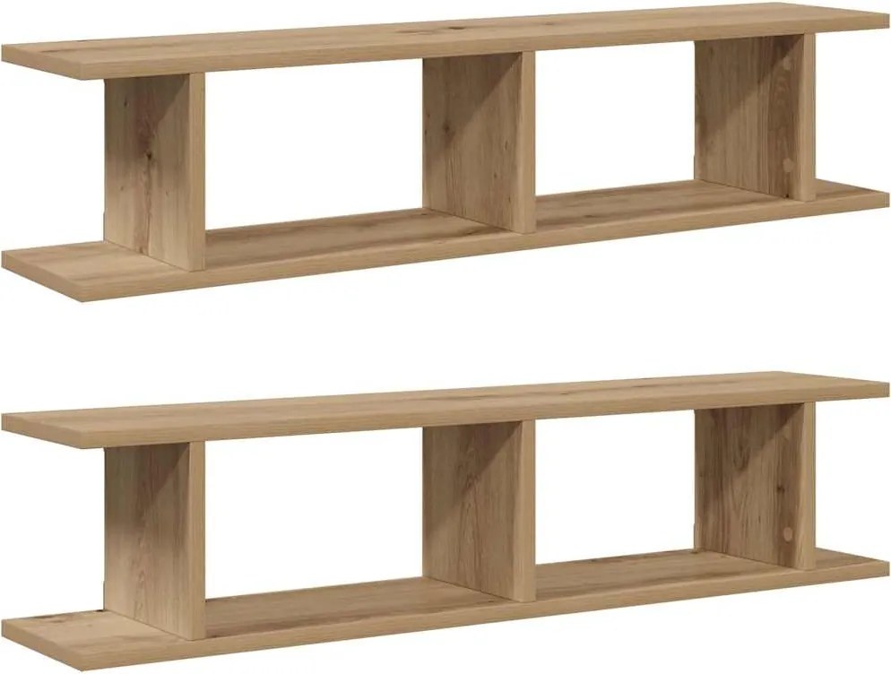 vidaXL Rafturi de perete, 2 buc., stejar artizanal, 90x18x20 cm, lemn