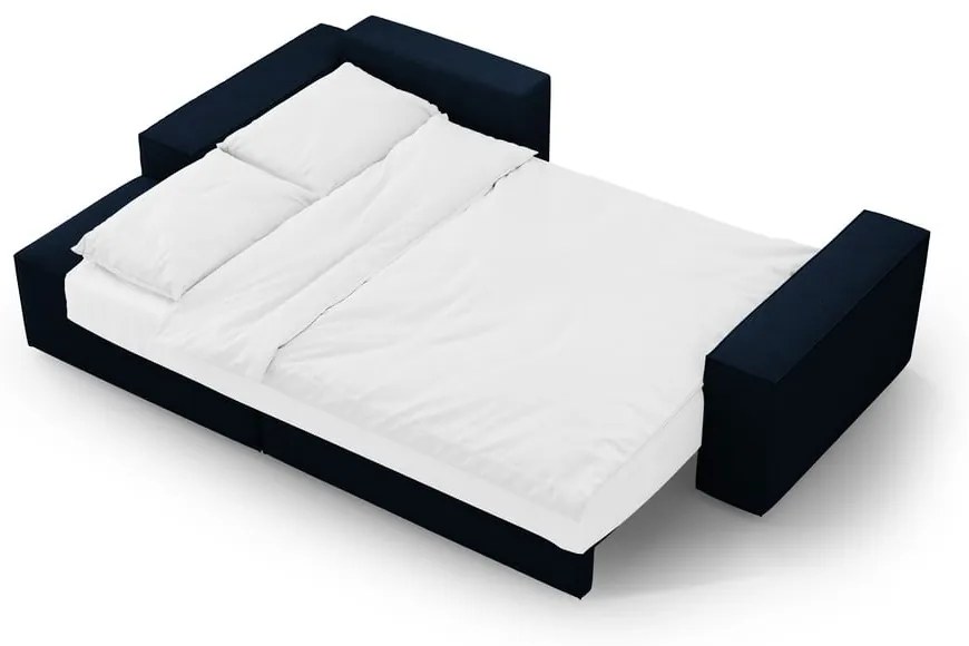 Colțar albastru închis extensibil cu tapițerie din țesătură bouclé (cu colț pe partea stângă ) Jodie – Micadoni Home