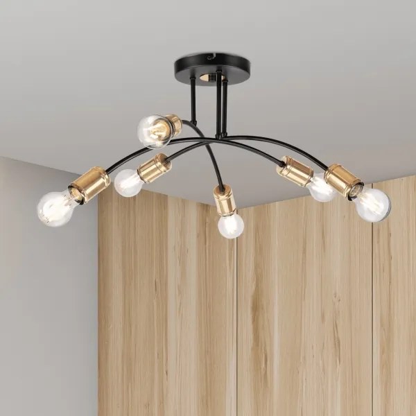 Lustru aplicat ANYA, 6 x E27, 15 W, 230 V, negru/auriu