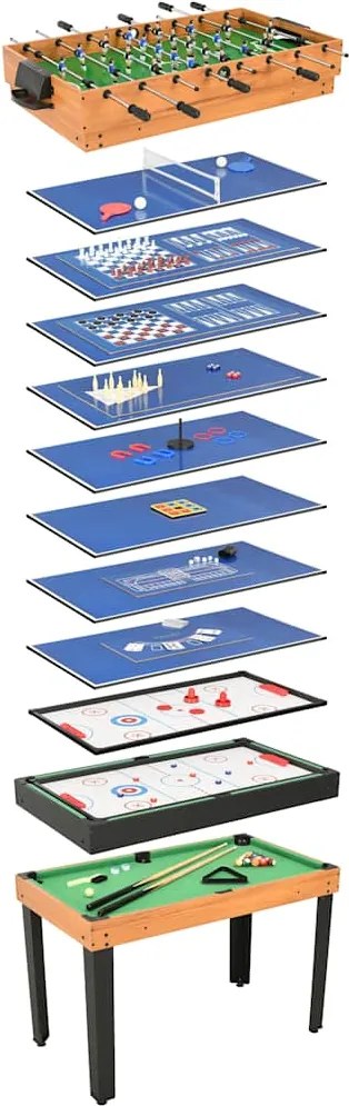 vidaXL Masă de jocuri 15-în-1, 121 x 61 x 82 cm, arțar