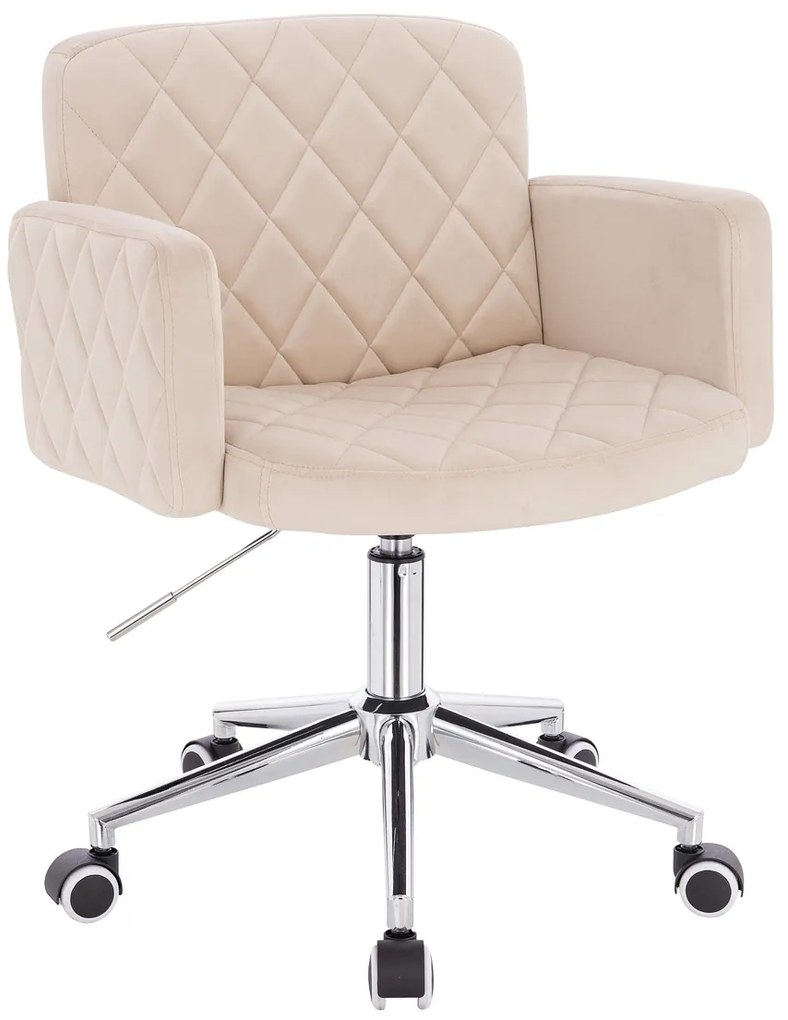 HR802K Scaun Crem din Catifea cu Bază Cromata