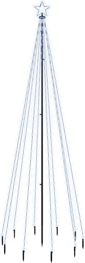 vidaXL Brad de Crăciun, 310 LED-uri, alb rece, 300 cm, cu țăruș