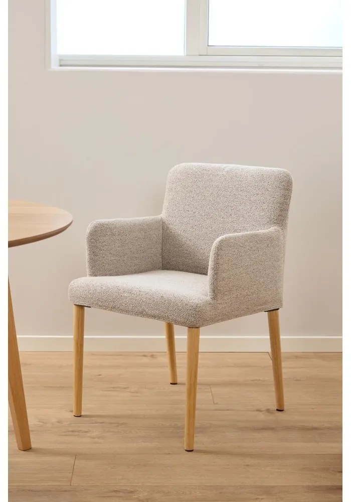 Scaun de sufragerie bej cu cotiere tapițat Zoe – Actona