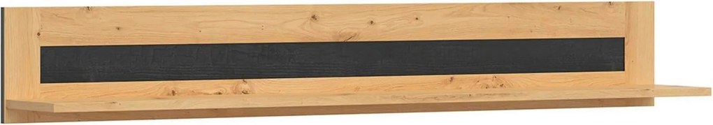 Polita OSTIA, stejar artisan/negru, PAL melaminat, 161x24x24 cm