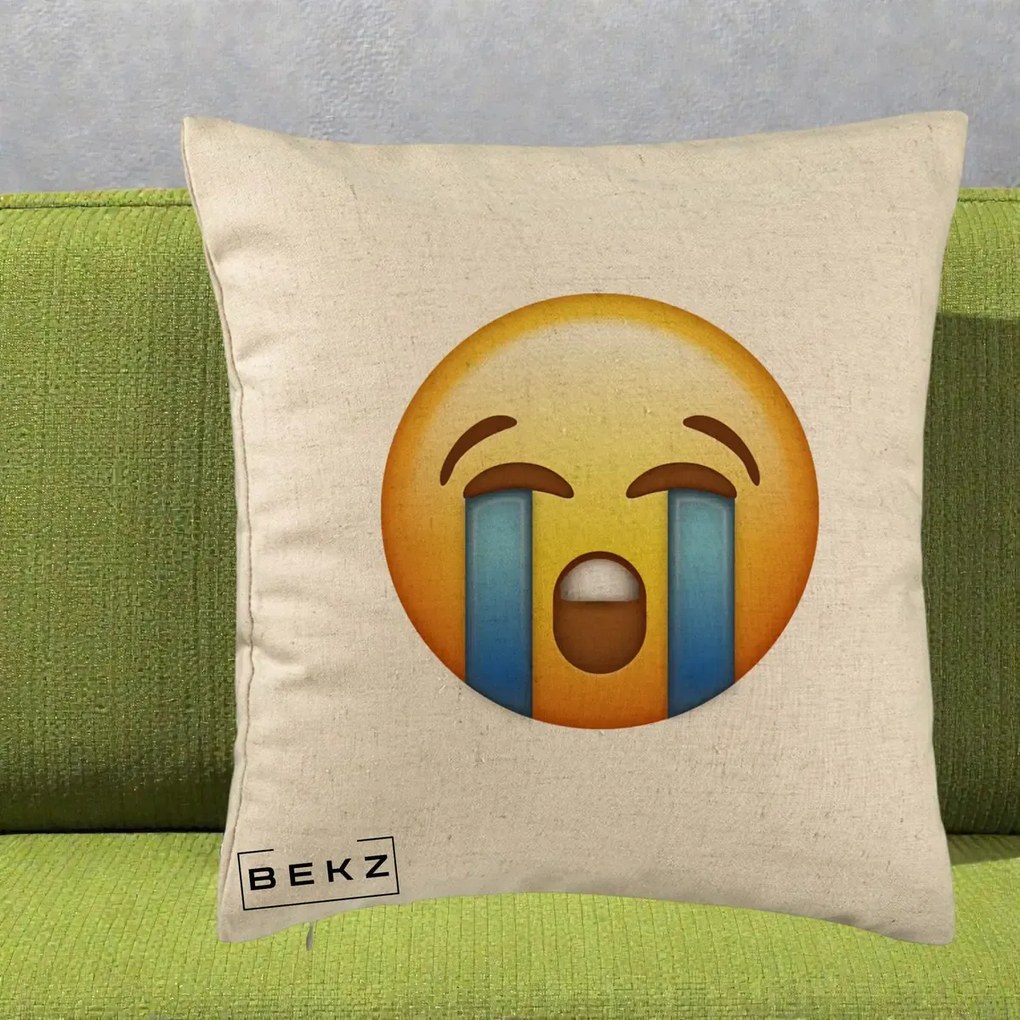 Perna Decorativa Emoji Plange, 40x40 cm, Bej, Husa Detasabila, Perna Inclusa, BEKZ®