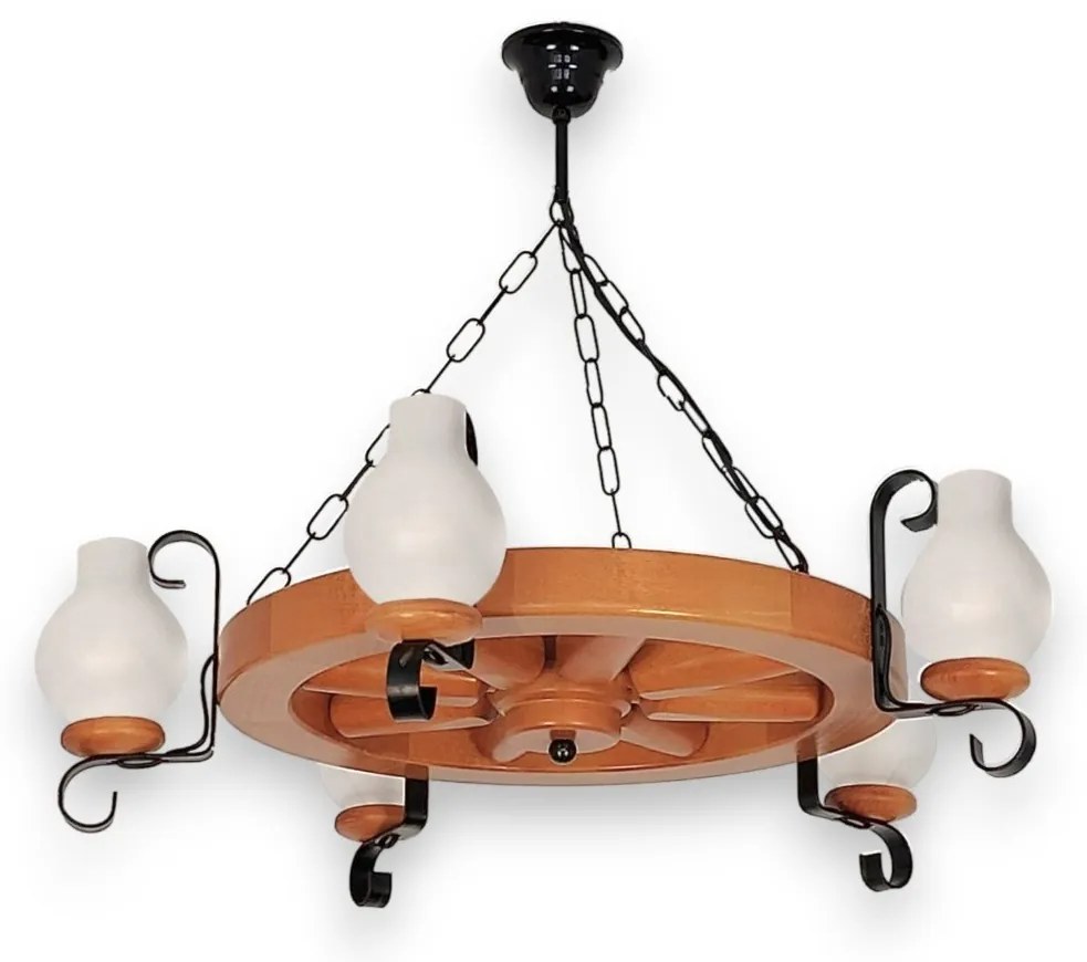 Candelabru rustic fabricat manual din lemn Roata 5L
