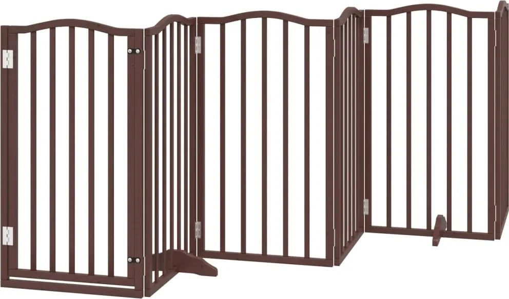 vidaXL Poartă câini pliabilă cu ușă 6 panouri maro, 300 cm, lemn plop