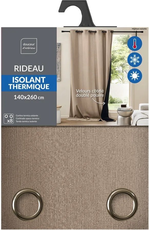 Draperie maro termoizolantă din catifea reiată 140x260 cm Madison – douceur d'intérieur