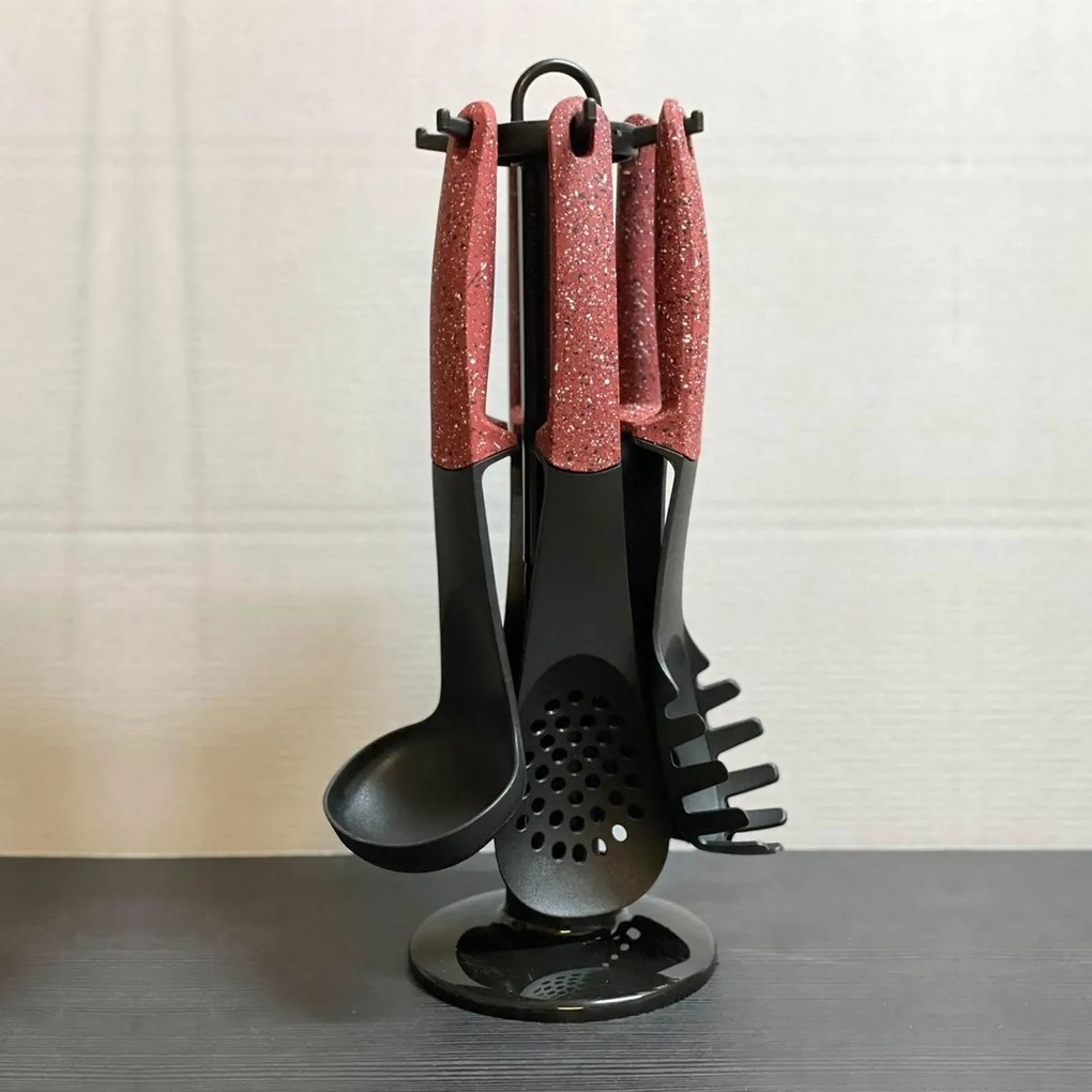 Set ustensile de bucatarie 7 piese Royalty Line RL U06, rosu