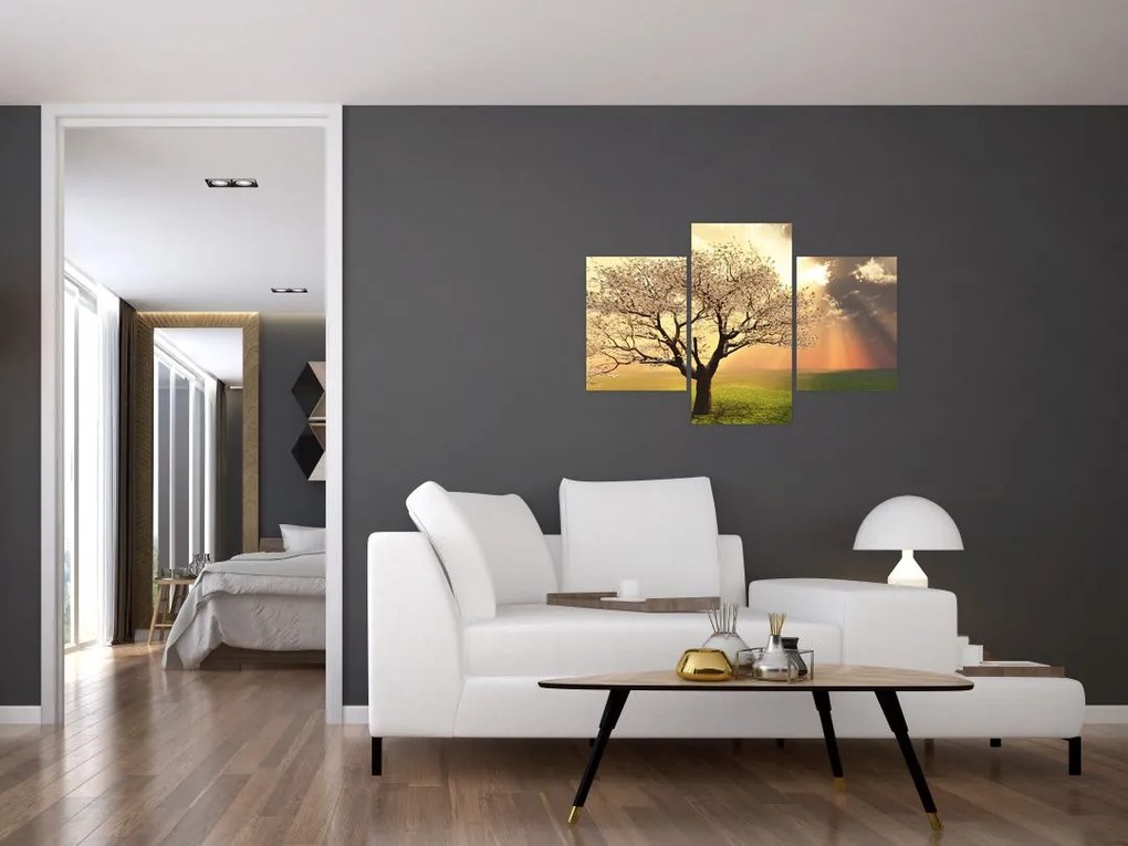 Tablou cu copac pe luncă (90x60 cm)