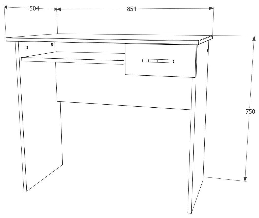 Birou haaus Carp, 1 Sertar, Wenge, 85 x 50 x 75 cm