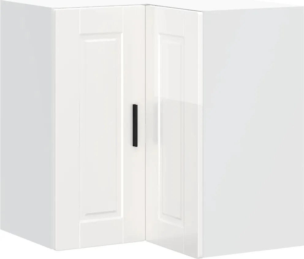 vidaXL Dulap de colț de bucătărie „Porto” lemn prelucrat alb lucios