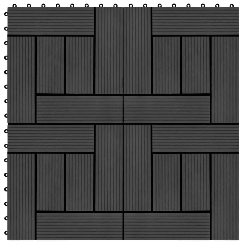 Placi de pardoseala, 22 buc., negru, 30 x 30 cm, WPC, 2 mp Negru, 22, Model 2