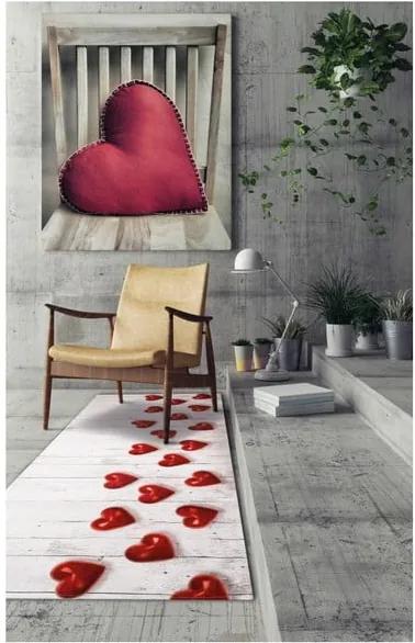 Covor foarte rezistent Floorita Hearts, 58 x 140 cm