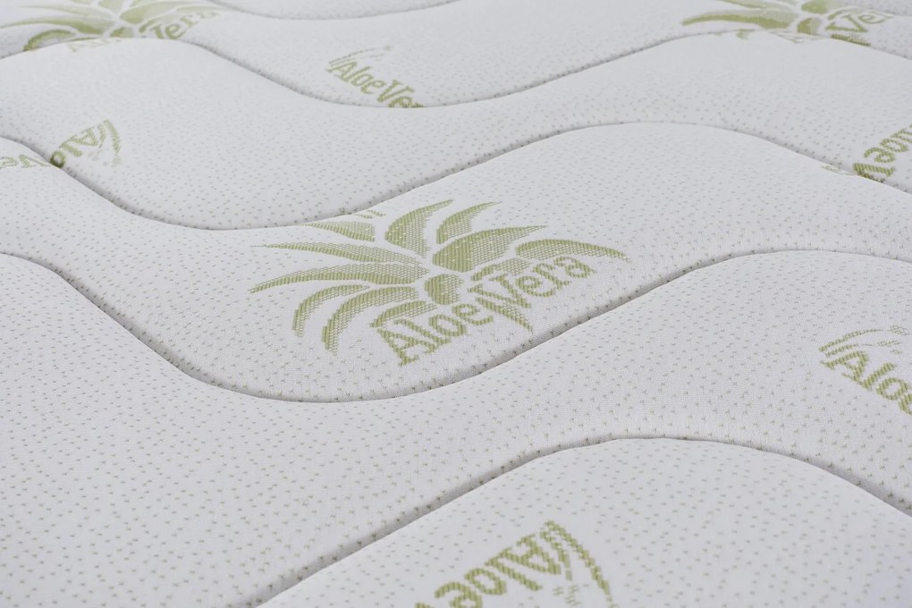 Saltea Aloe Vera 14+2 Memory, 200x200 cm, H 18 cm, husa cu fibre de bambus, Ortopedica, aerisire 3D Free Air