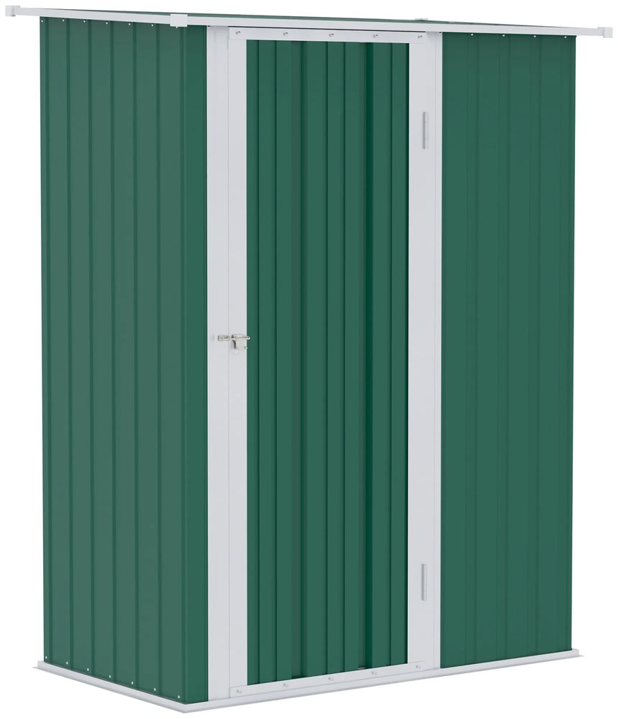 Outsunny Magazie Grădină Dulap pentru Scule 142x84x189cm Din Otel Impermeabil Verde Inchis | Aosom Romania