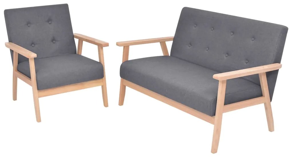 274923 vidaXL Set cu canapea, 2 piese, material textil, gri închis