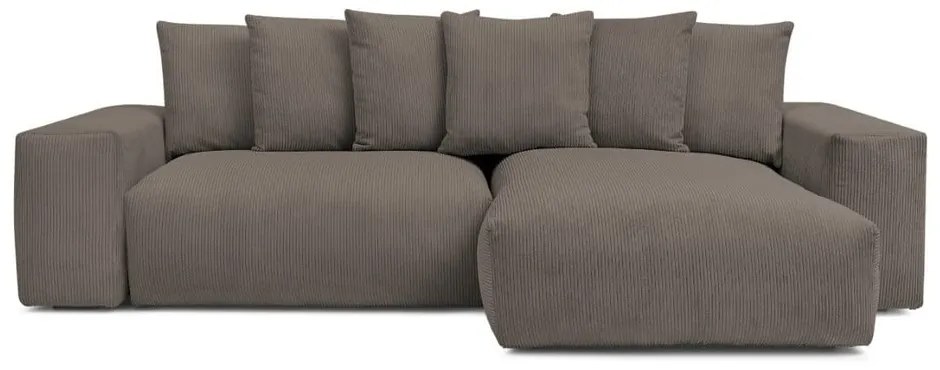 Colțar taupe extensibil/cu spațiu de depozitare cu tapițerie din catifea reiată Voltaire – Bobochic Paris