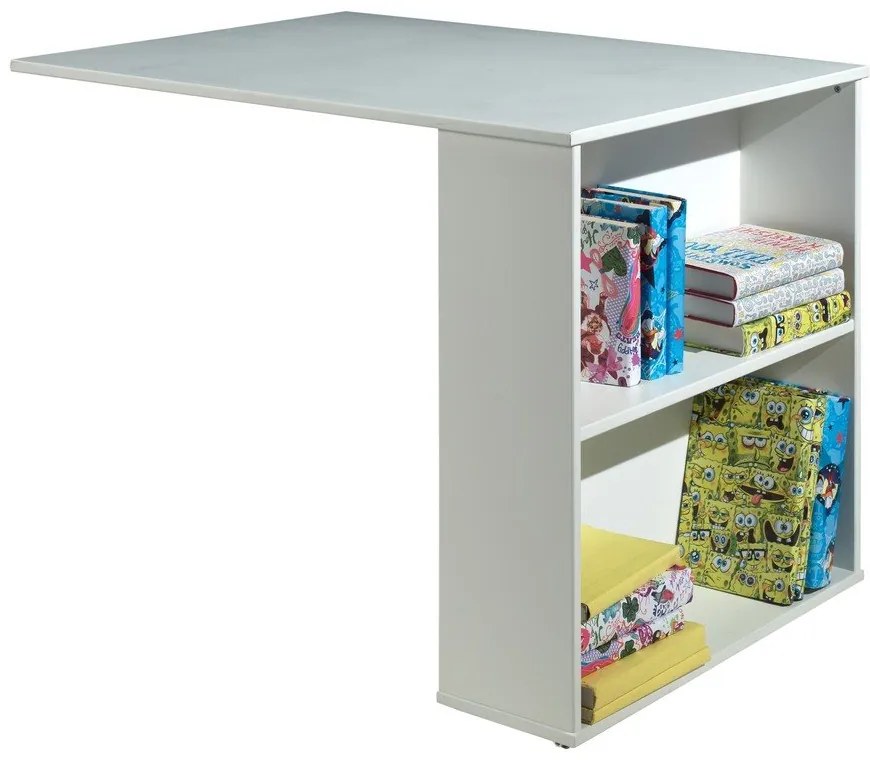 Pat pentru copii alb înalt din lemn masiv de pin cu spațiu de depozitare 90x200 cm SCOTT – Vipack