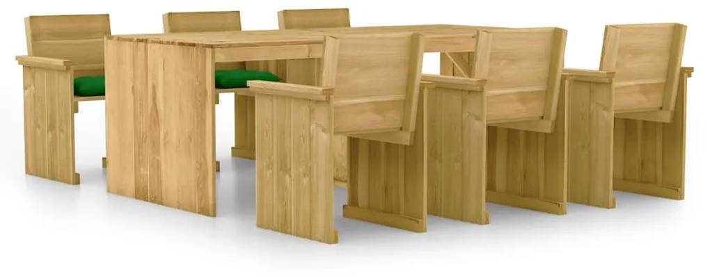 3065734 vidaXL Set mobilier de grădină cu perne, 7 piese, lemn de pin tratat