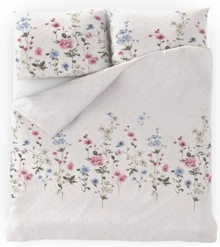 Lenjerie de pat din bumbac Kvalitex Delux Pajiște roz, 240 x 220 cm, 2x 70 x 90 cm, 240 x 220 cm, 2 buc. 70 x 90 cm