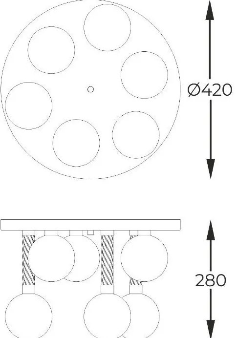 Lustra aplicata cu 6 surse de lumina design modern Mida