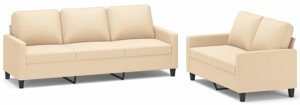 3153723 vidaXL Set de canapele cu perne, 2 piese, crem, textil
