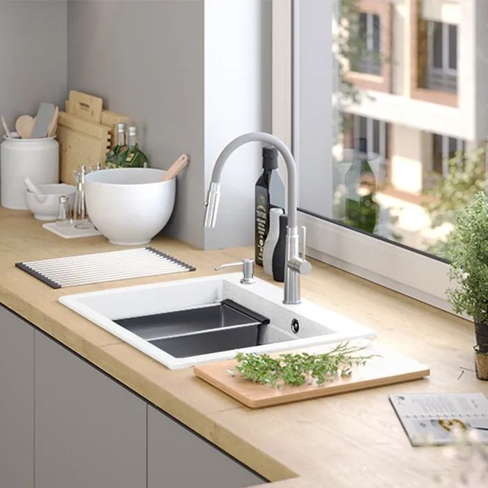 Chiuveta din granit KURT 110 WORKSTATION alb