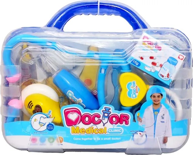 Gentuta doctor cu accesorii cu sunete si lumini albastru JC55