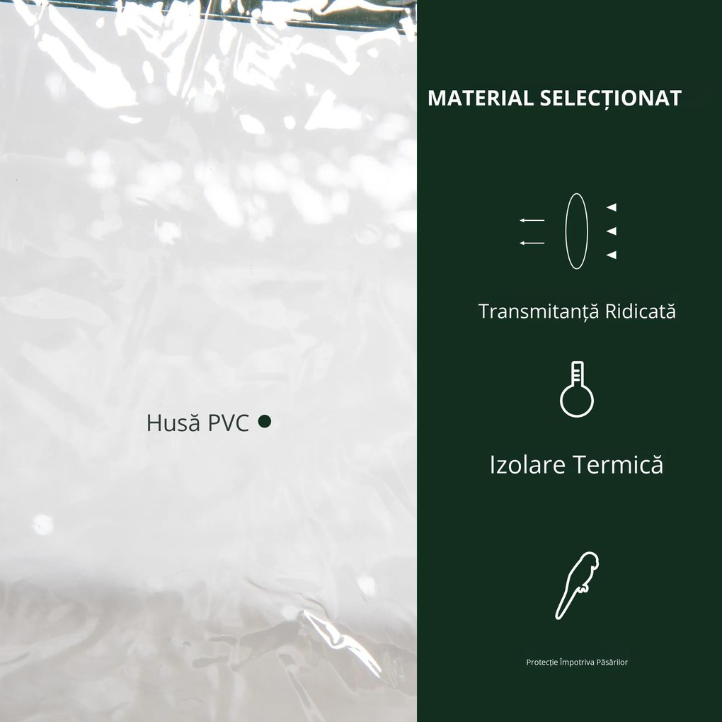 Outsunny Mini-Seră Portabilă cu Înveliș Plastic și Cadru Metalic, 3 Rafturi, Ușă cu Fermoar, 69x49x125 cm, Transparent | Aosom Romania