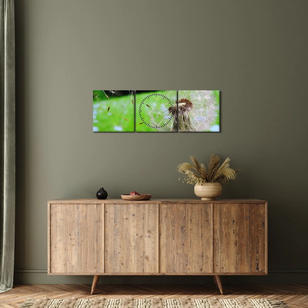 Tablou cu păpădie (cu ceas) (90x30 cm)