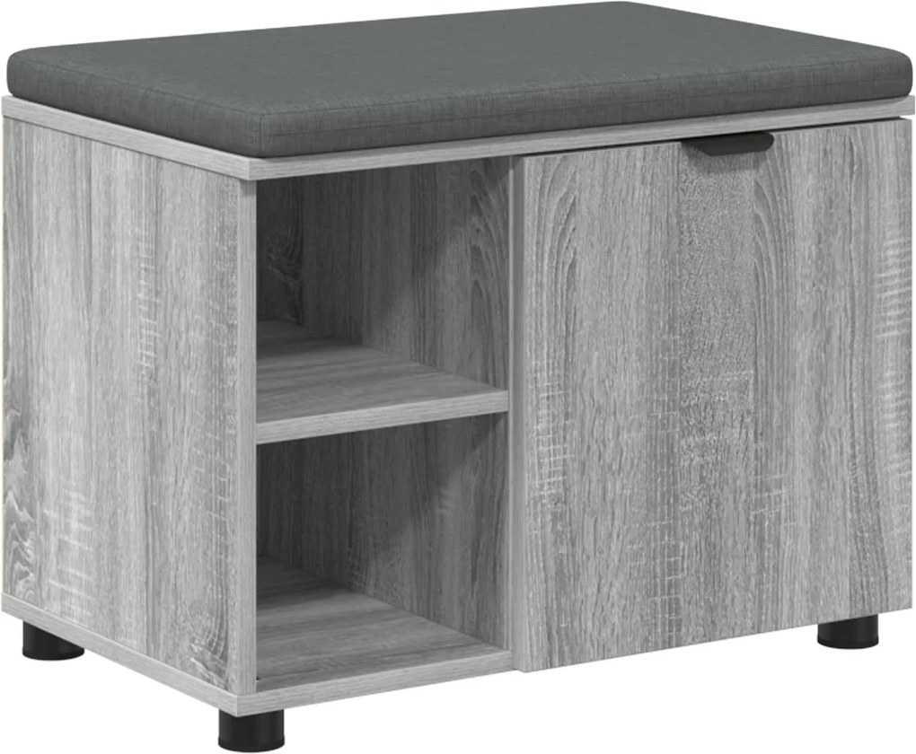vidaXL Bancă pentru hol cu pernă cu raft Sonoma gri 60 x 38 x 46 cm