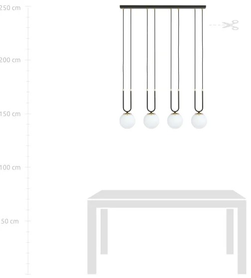 Lustră pe cablu GLAM 4xE14/10W/230V negru