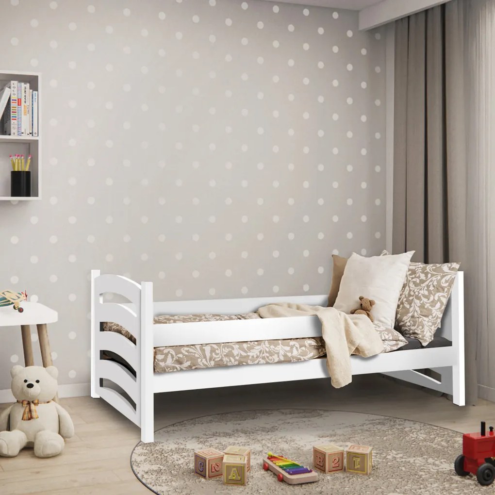 Pat pentru copii MELA 80 x 160 cm, alb Saltele: Matrace EASYSOFT 10 cm, Somiera pat: Fara somiera