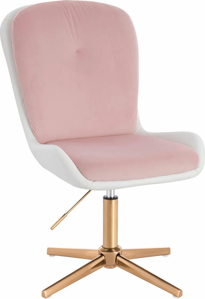 HR690CROSS Scaun Velvet&amp;soft Piele Pu Roz Pudră/Alb Bază Aurie