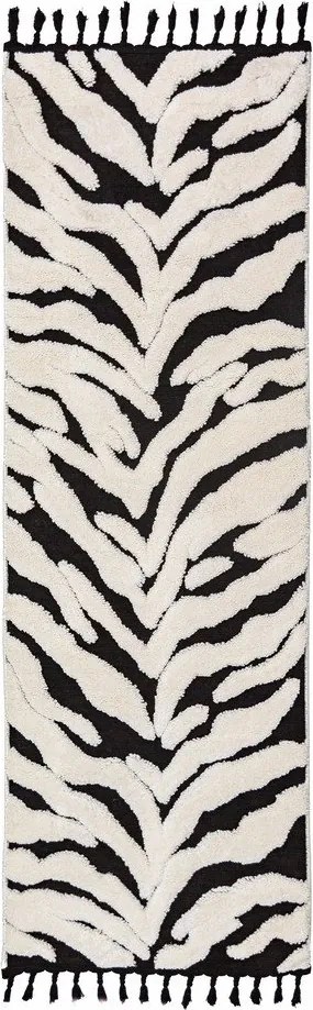 Covor tip traversă alb-negru 80x300 cm Esra Zebra – Flair Rugs