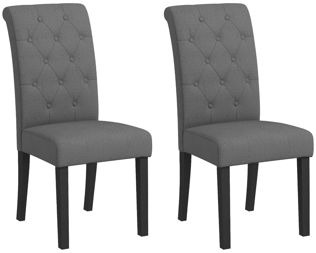 HOMCOM Lot de 2 scaune de Masă Scaun de Bucătărie Confortabil Picioare din Lemn Lin 47 x 61 x 101 cm gri închis | Aosom Romania