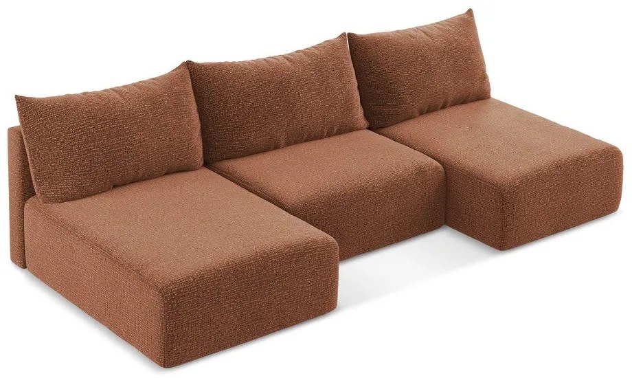 Colțar cărămiziu extensibil/cu spațiu de depozitare Kalena – Makamii