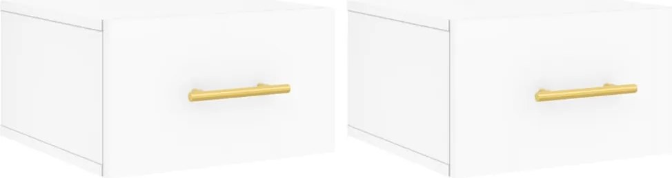 vidaXL Noptiere de perete, 2 buc., alb, 35x35x20 cm