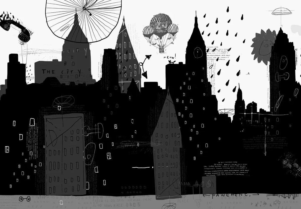 Fototapet - Oraș cu inscripții și modele (147x102 cm)