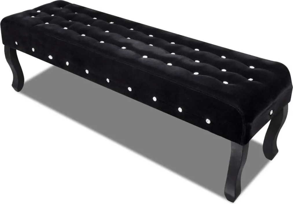 vidaXL Bancă din catifea, cu nasturi de cristal, negru