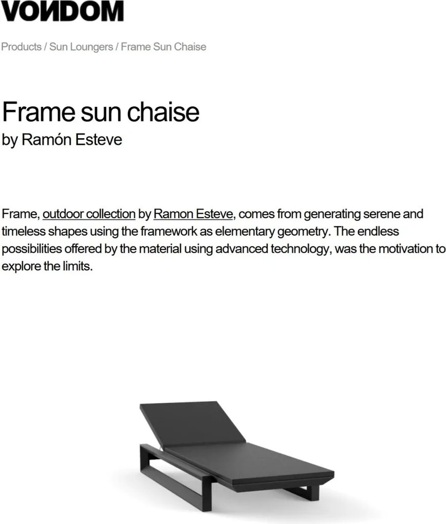 Sezlong exterior modern design premium FRAME SUN CHAISE 54097 Vondom