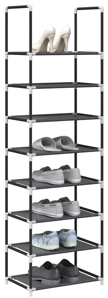 vidaXL Suport pantofi 8 niveluri, negru, 44x28x145 cm, țesătură nețesă