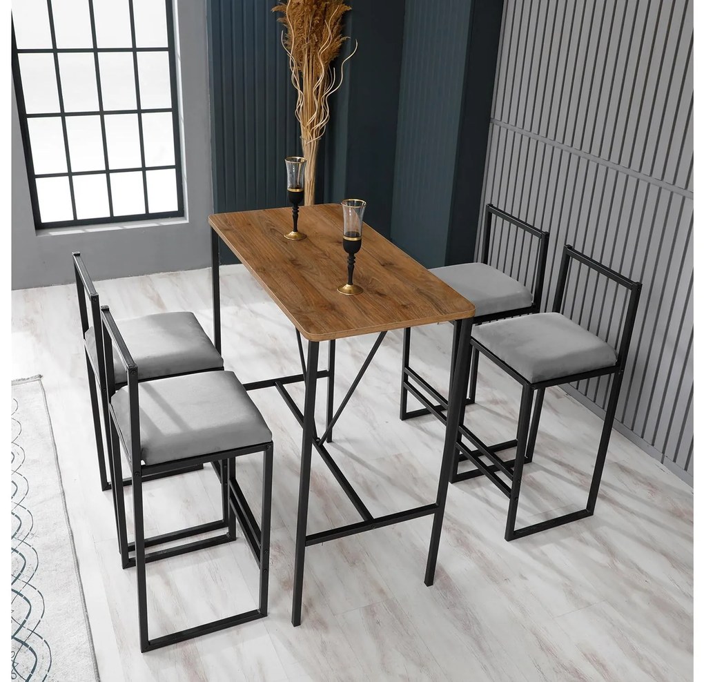 Set sufragerie Nathaniel (gri + nuc + negru). 1089613