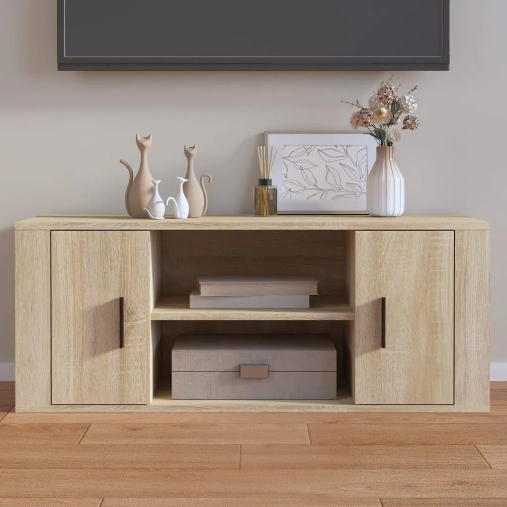 823094 vidaXL Comodă TV, stejar sonoma, 100x35x40 cm, lemn prelucrat